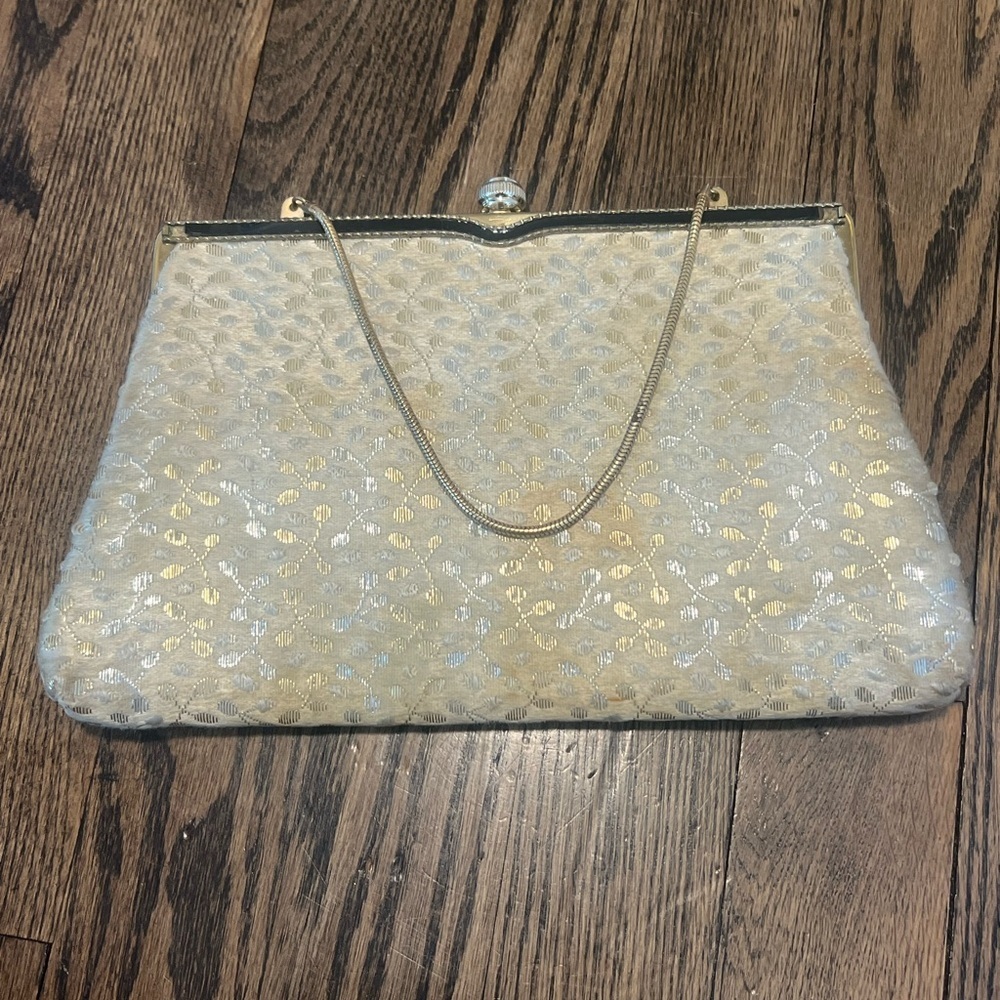 Vintage 1950s/60s Flah & Co. After Five Silver and Gold Brocade Clutch